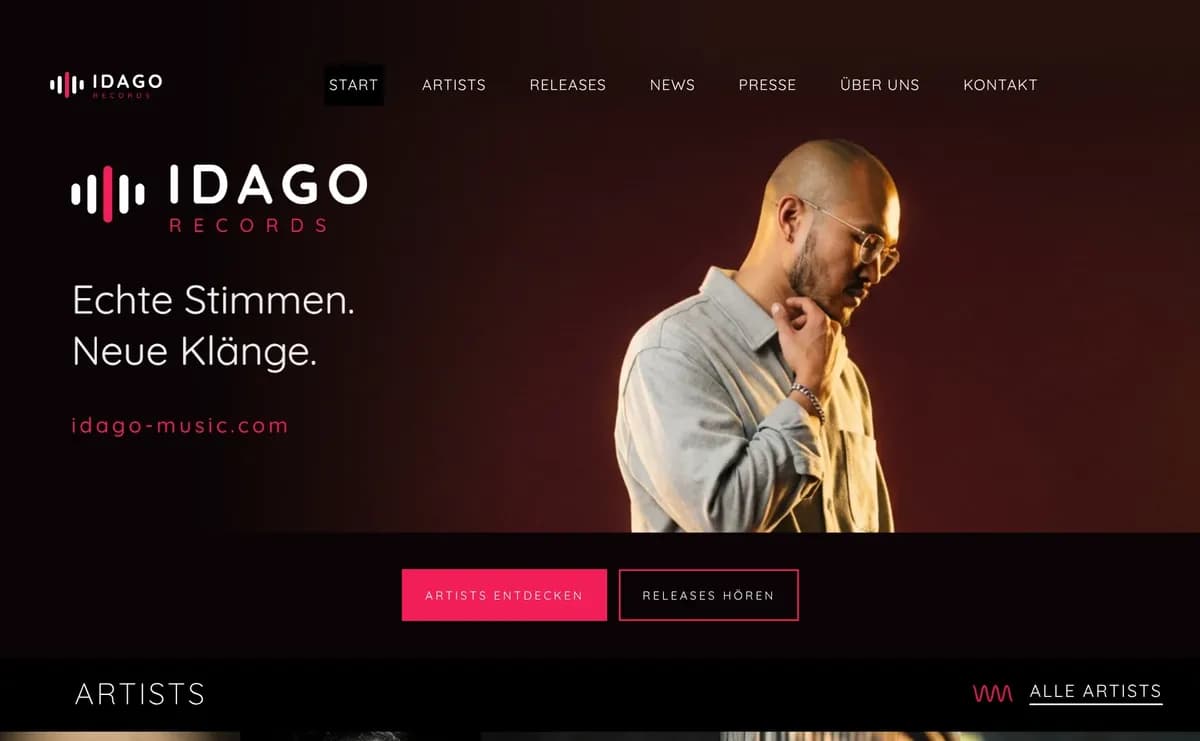 Startseite von idago-music.com